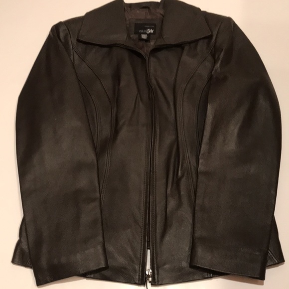 NWT EAST 5th Genuine leather coat jacket petite small PS Fontana brown nice! - Picture 4 of 14